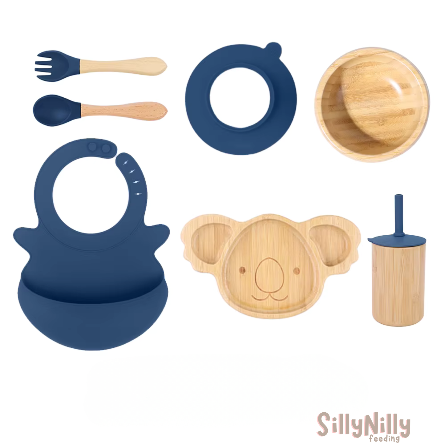 Woodland Buddy Mealtime Set with Sippy Cup (blue)
