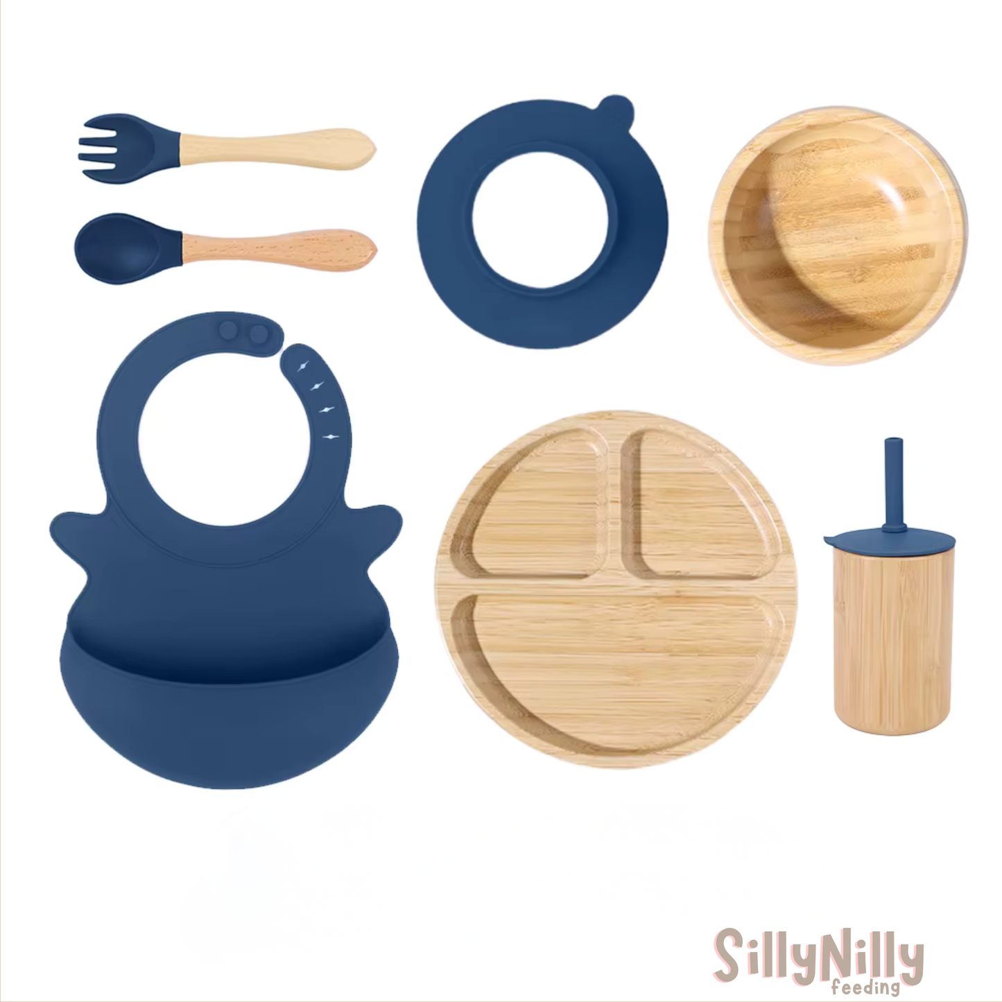 Woodland Buddy Mealtime Set with Sippy Cup (blue)