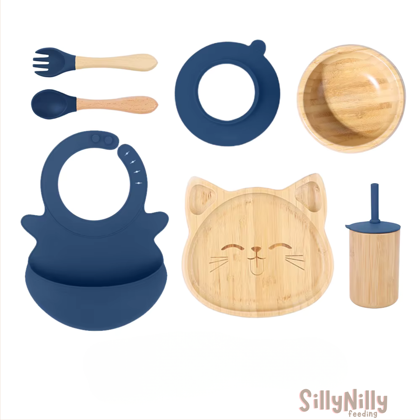 Woodland Buddy Mealtime Set with Sippy Cup (blue)